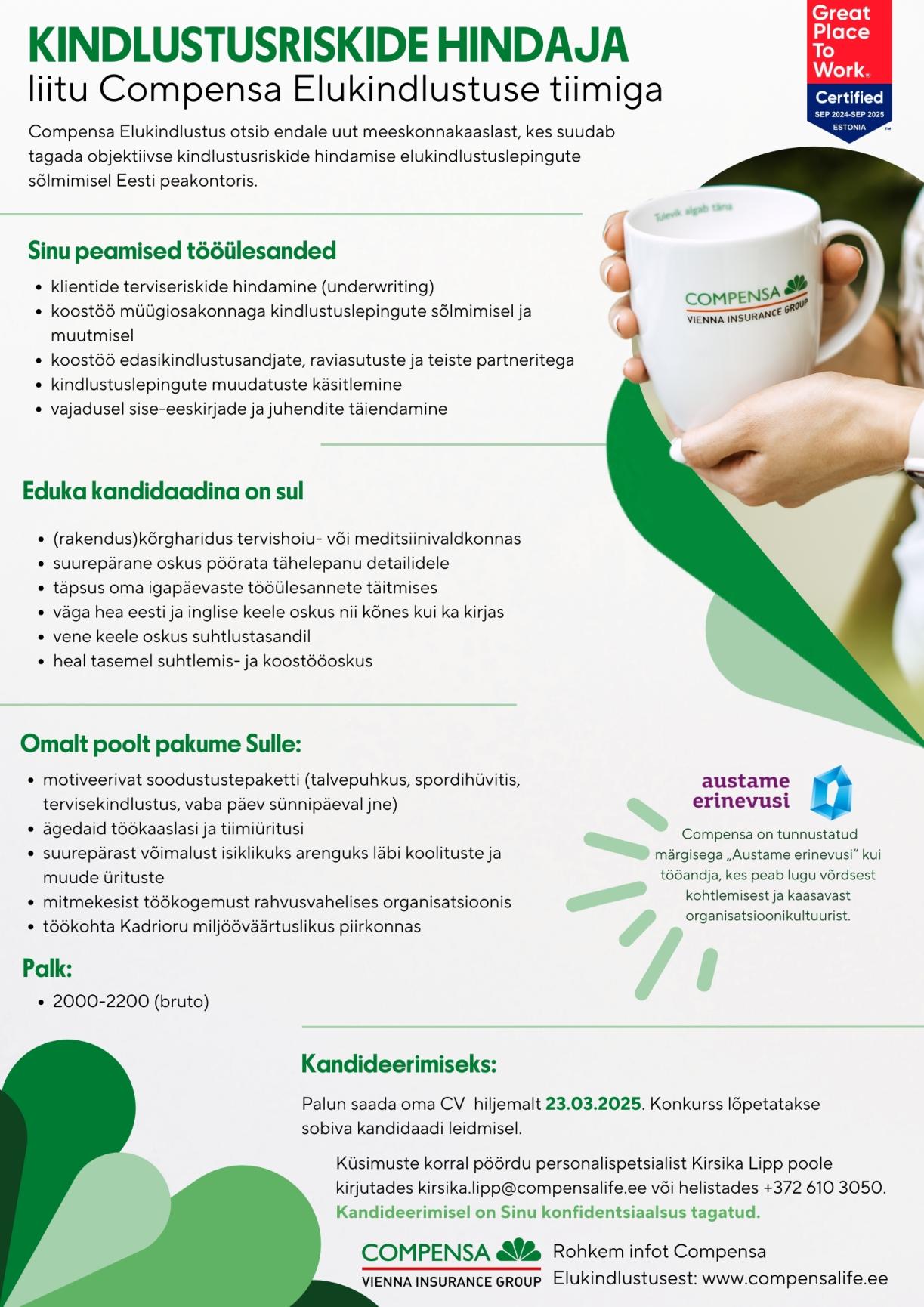 Töökuulutus Compensa