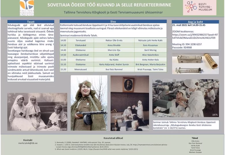 Tallinna Tervishoiu Kõrgkool ja Eesti Tervisemuuseum viivad läbi ühisseminari "Sovetiaja õdede töö kuvand ja selle reflekteerimine" 