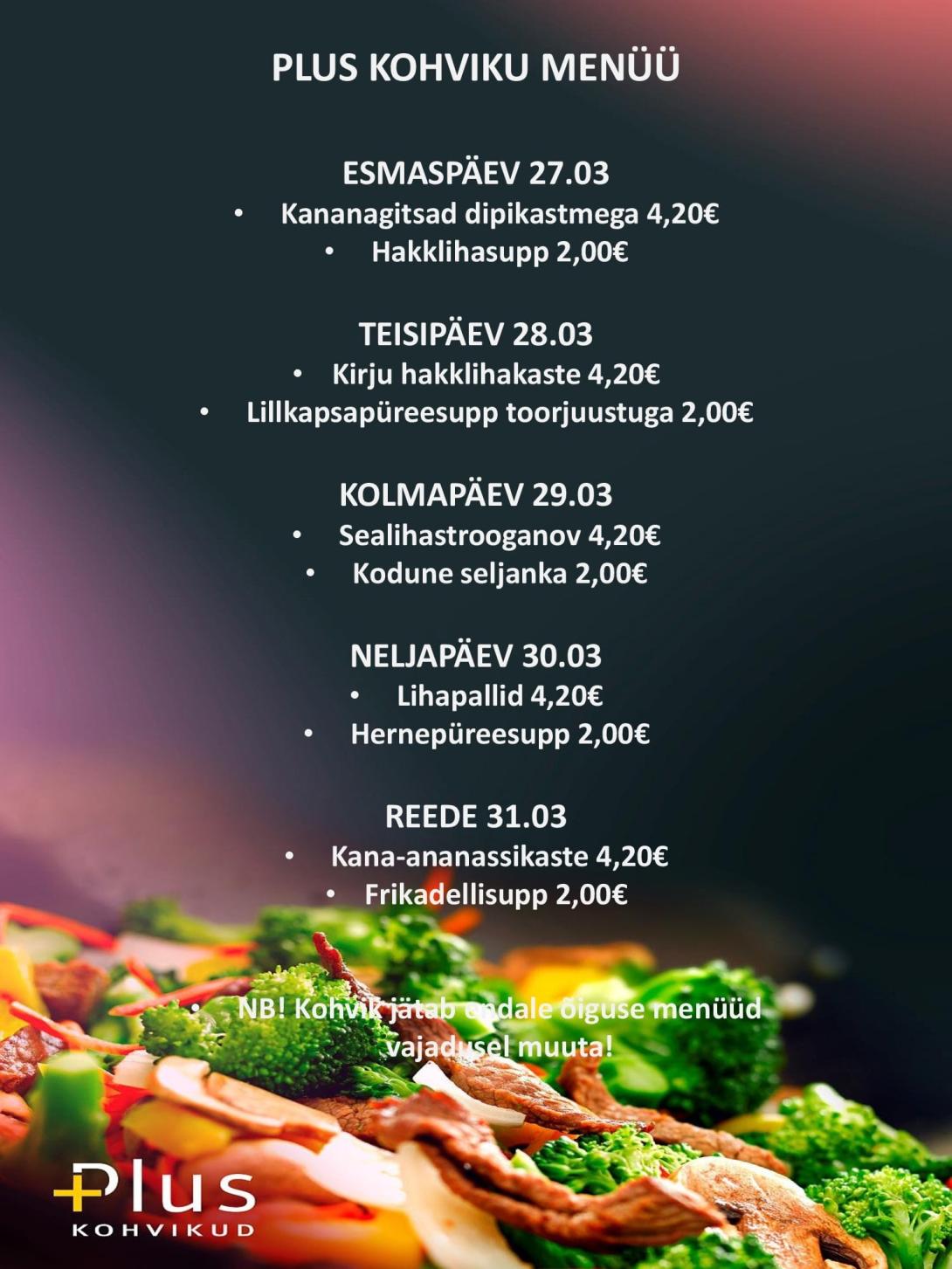 TTK nädalamenüü
