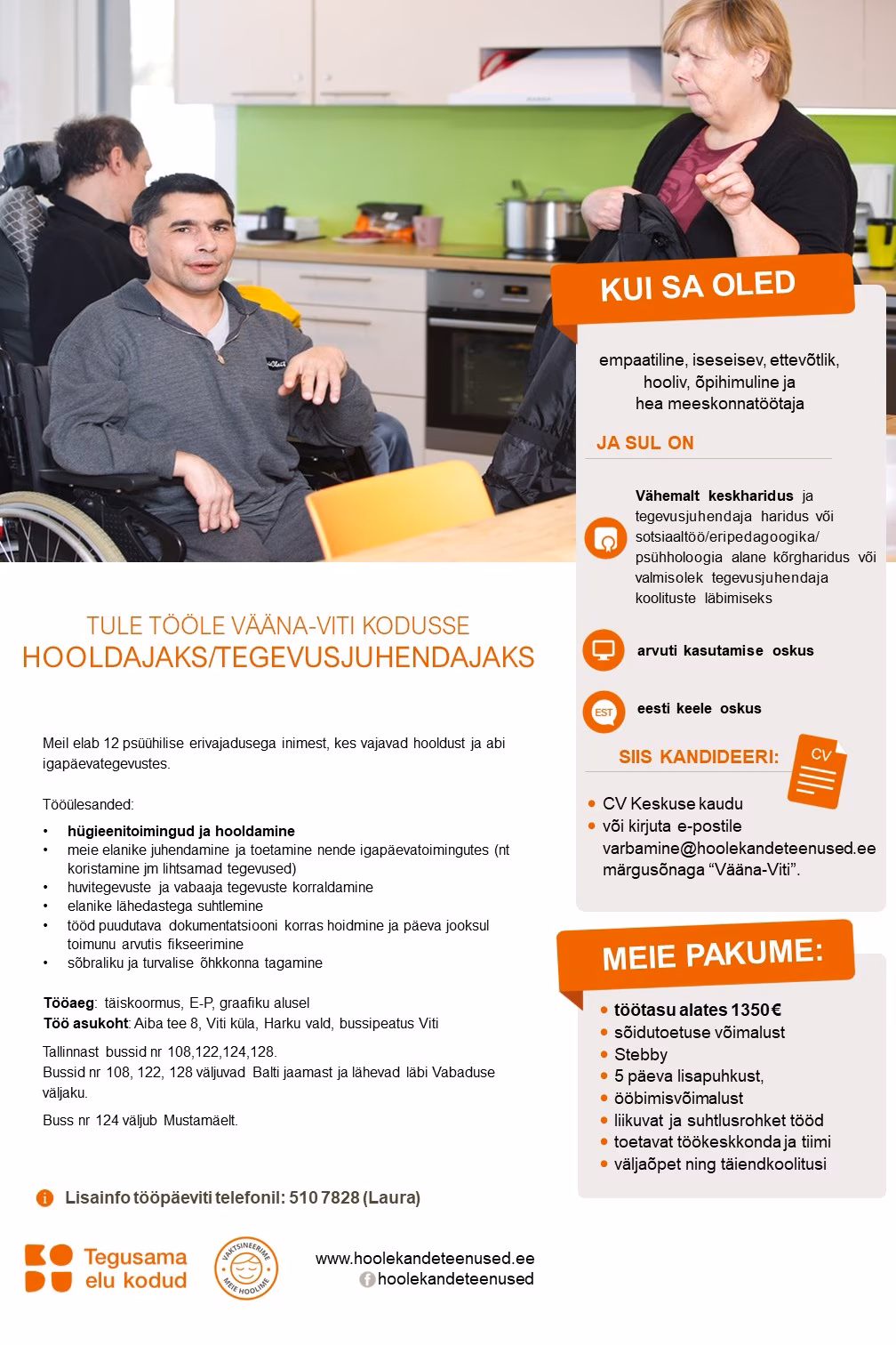 Hoolekandeteenused Vääna-Viti kodu hooldaja tegevusjuhendaja